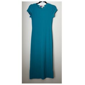 Free People Beach Good Feels Slim Midi Dress in Turquoise Size XS NEW Stretch